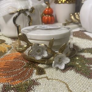 Elegant Gold and White Floral Coaster Set